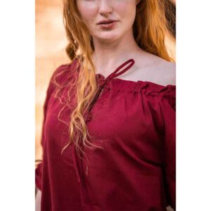 Sandra Short Sleeve Medieval Blouse - Red