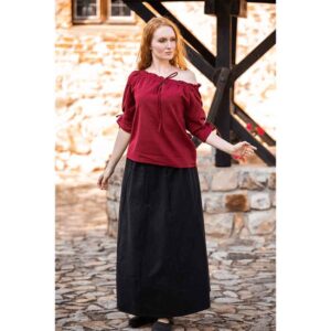 Sandra Short Sleeve Medieval Blouse - Red