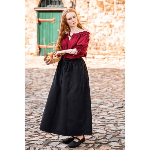 Sandra Short Sleeve Medieval Blouse - Red