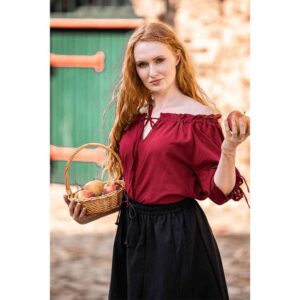Sandra Short Sleeve Medieval Blouse - Red