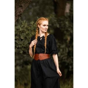 Sandra Short Sleeve Medieval Blouse - Black