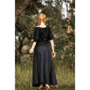 Sandra Short Sleeve Medieval Blouse - Black