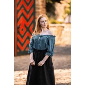 Vera Medieval Short Sleeve Blouse - Petrol Blue