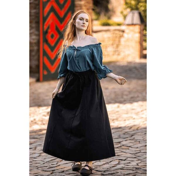 Vera Medieval Short Sleeve Blouse - Petrol Blue