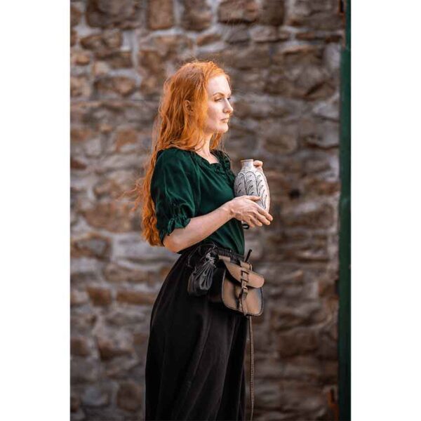 Vera Medieval Short Sleeve Blouse - Green