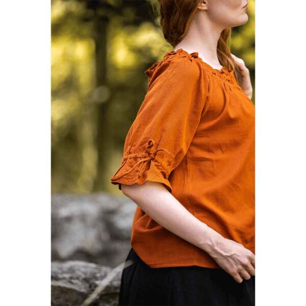 Vera Medieval Short Sleeve Blouse - Rust