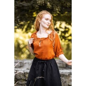 Vera Medieval Short Sleeve Blouse - Rust