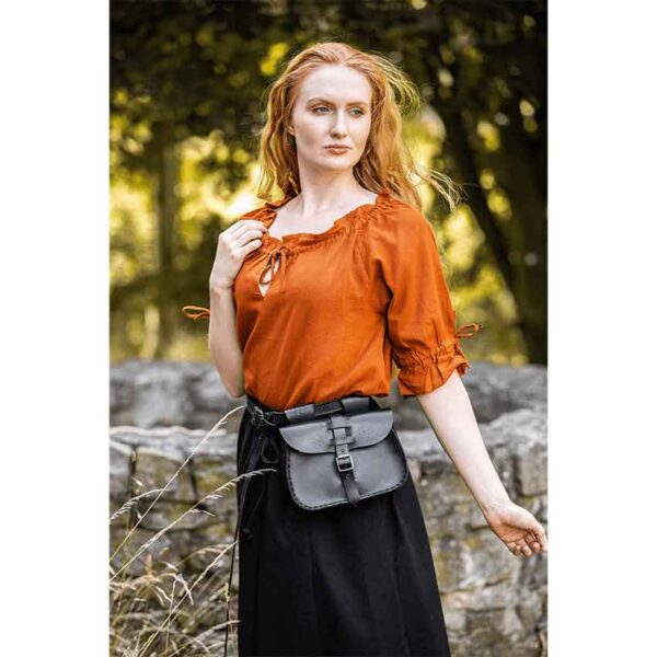 Vera Medieval Short Sleeve Blouse - Rust
