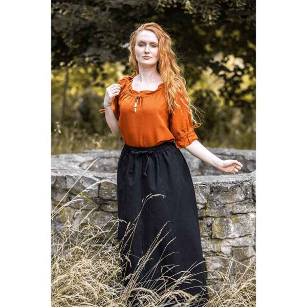 Vera Medieval Short Sleeve Blouse - Rust