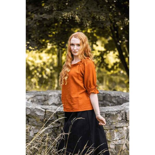 Vera Medieval Short Sleeve Blouse - Rust