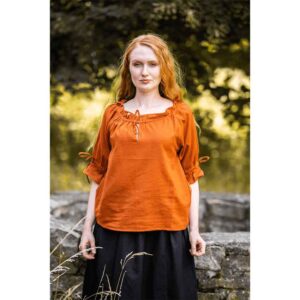 Vera Medieval Short Sleeve Blouse - Rust