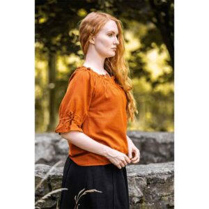Vera Medieval Short Sleeve Blouse - Rust