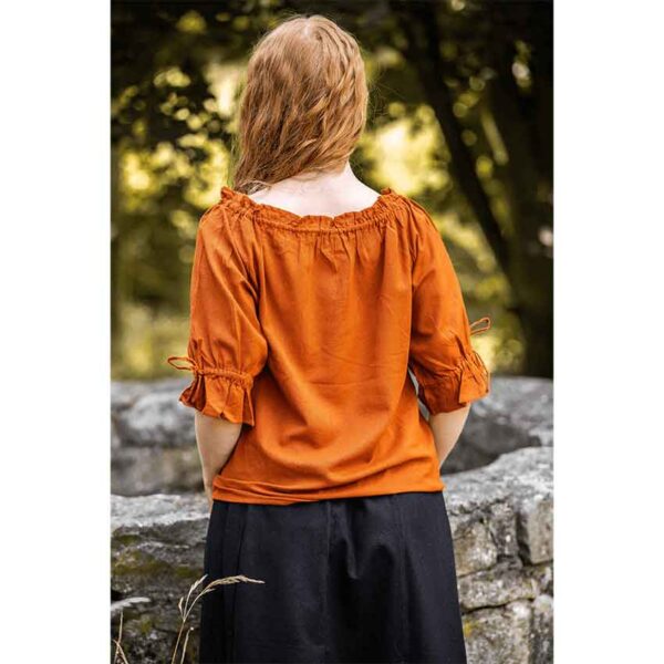 Vera Medieval Short Sleeve Blouse - Rust