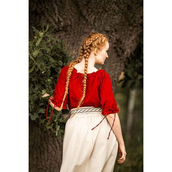 Vera Medieval Short Sleeve Blouse - Red