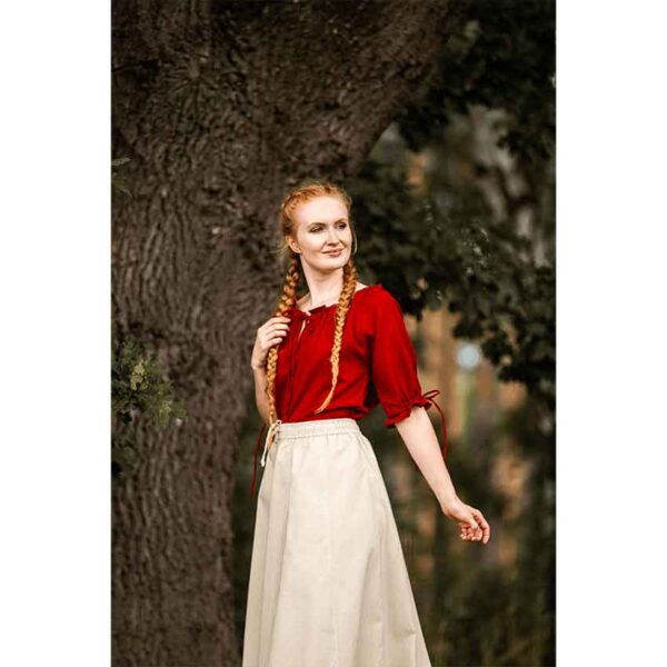 Vera Medieval Short Sleeve Blouse - Red