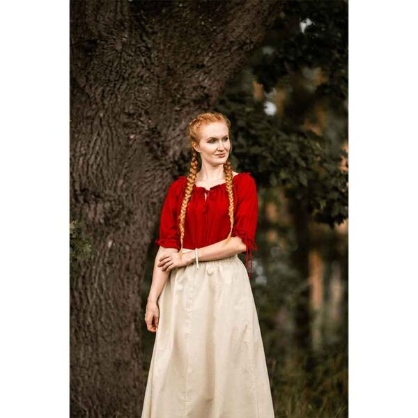 Vera Medieval Short Sleeve Blouse - Red