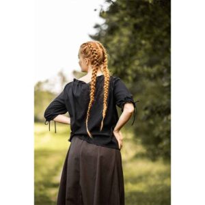 Vera Medieval Short Sleeve Blouse - Black