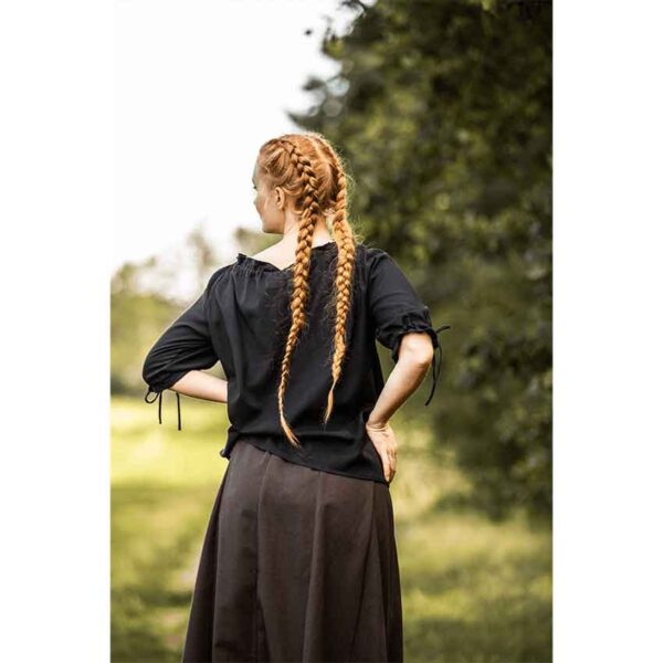 Vera Medieval Short Sleeve Blouse - Black