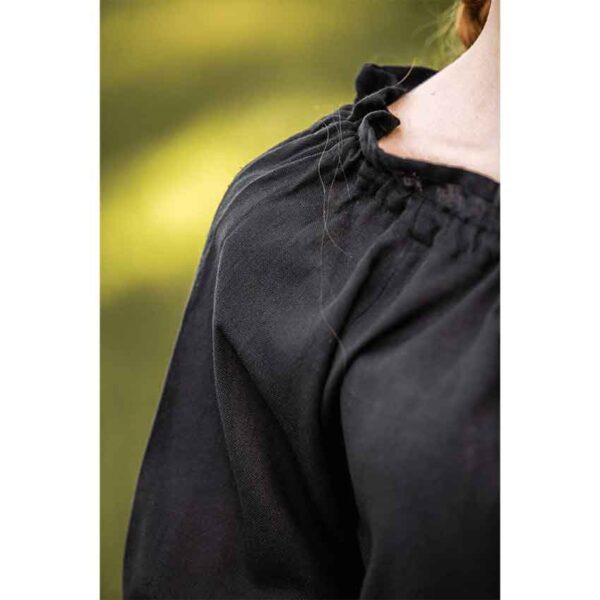 Vera Medieval Short Sleeve Blouse - Black