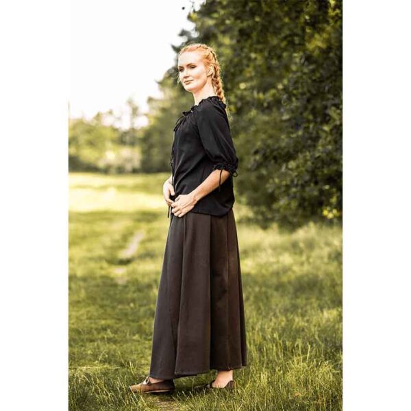 Vera Medieval Short Sleeve Blouse - Black