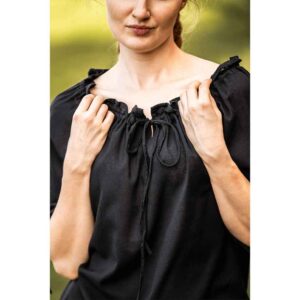 Vera Medieval Short Sleeve Blouse - Black
