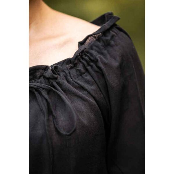 Vera Medieval Short Sleeve Blouse - Black
