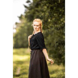 Vera Medieval Short Sleeve Blouse - Black