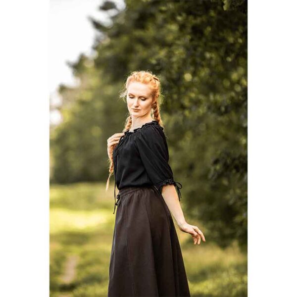 Vera Medieval Short Sleeve Blouse - Black