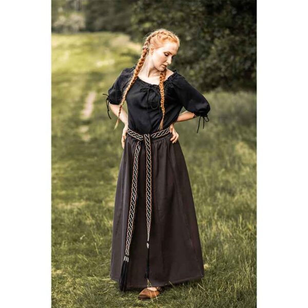 Vera Medieval Short Sleeve Blouse - Black