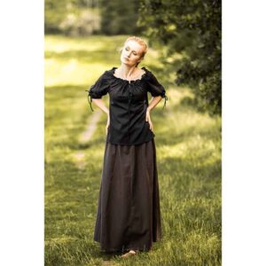 Vera Medieval Short Sleeve Blouse - Black