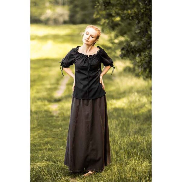 Vera Medieval Short Sleeve Blouse - Black