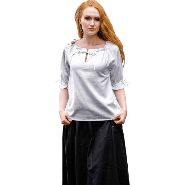 Vera Medieval Short Sleeve Blouse - White