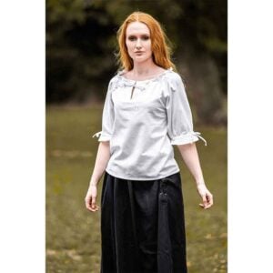 Vera Medieval Short Sleeve Blouse - White