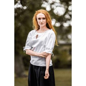 Vera Medieval Short Sleeve Blouse - White
