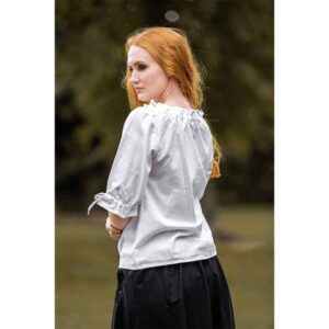 Vera Medieval Short Sleeve Blouse - White