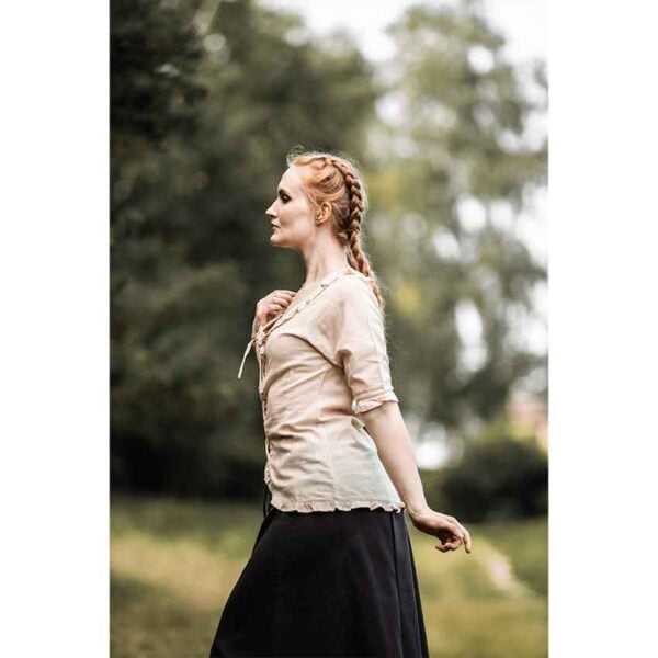 Bea Ruffled Medieval Blouse - Hemp