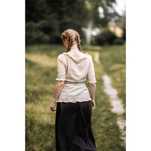 Bea Ruffled Medieval Blouse - Hemp