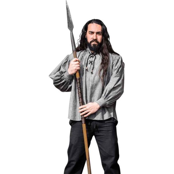 Leopold Woven Cotton Medieval Shirt - Grey