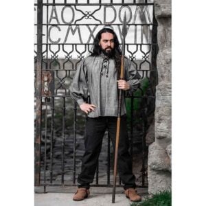 Leopold Woven Cotton Medieval Shirt - Grey