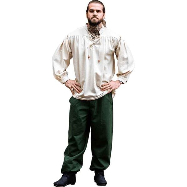 Leopold Woven Cotton Medieval Shirt - Natural