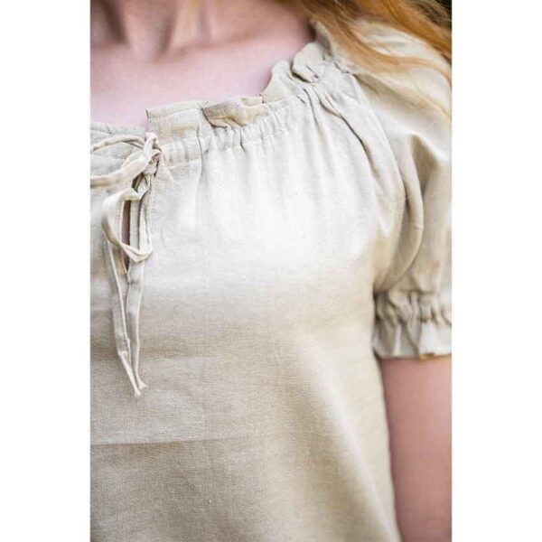 Otilia Medieval Short Sleeve Blouse - Hemp