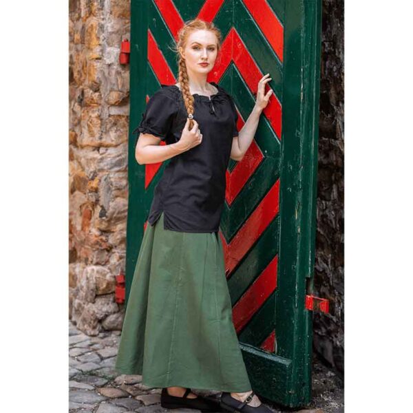 Otilia Medieval Short Sleeve Blouse - Black