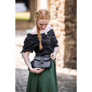 Otilia Medieval Short Sleeve Blouse - Black