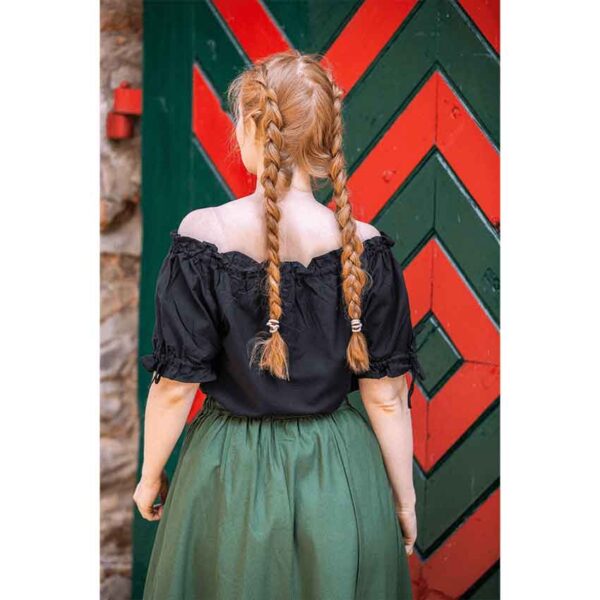Otilia Medieval Short Sleeve Blouse - Black