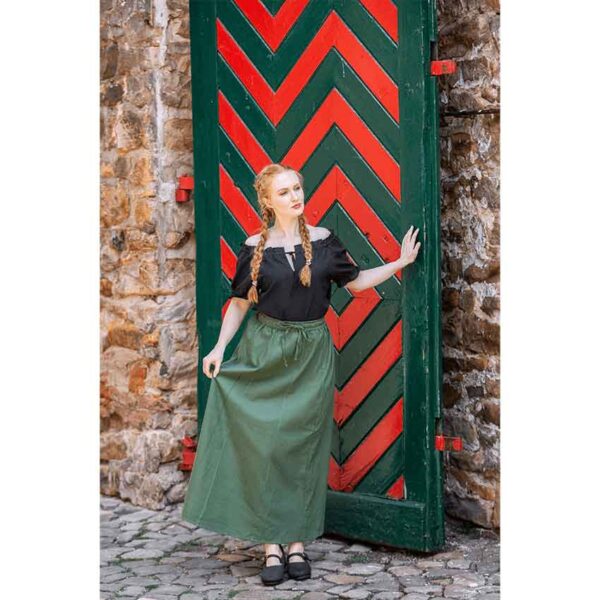 Otilia Medieval Short Sleeve Blouse - Black