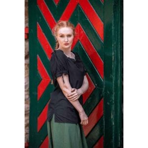 Otilia Medieval Short Sleeve Blouse - Black