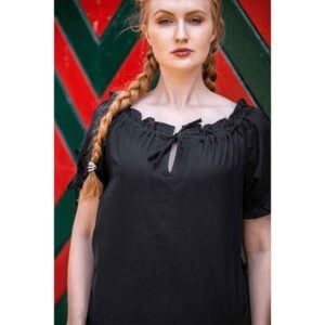 Otilia Medieval Short Sleeve Blouse - Black