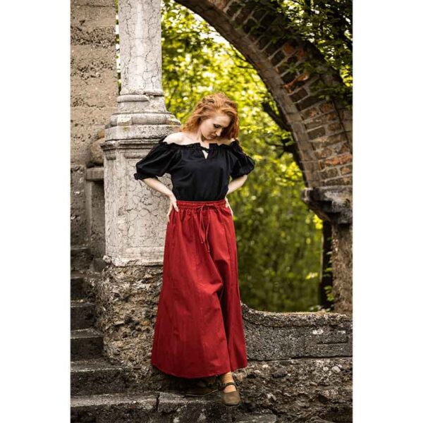 Verena Medieval Short Sleeve Blouse - Black