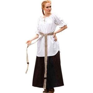 Verena Medieval Short Sleeve Blouse - White