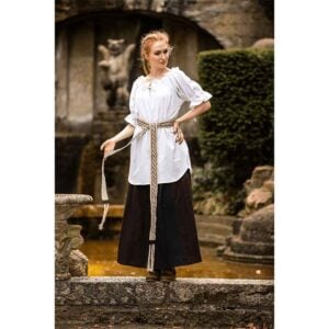 Verena Medieval Short Sleeve Blouse - White